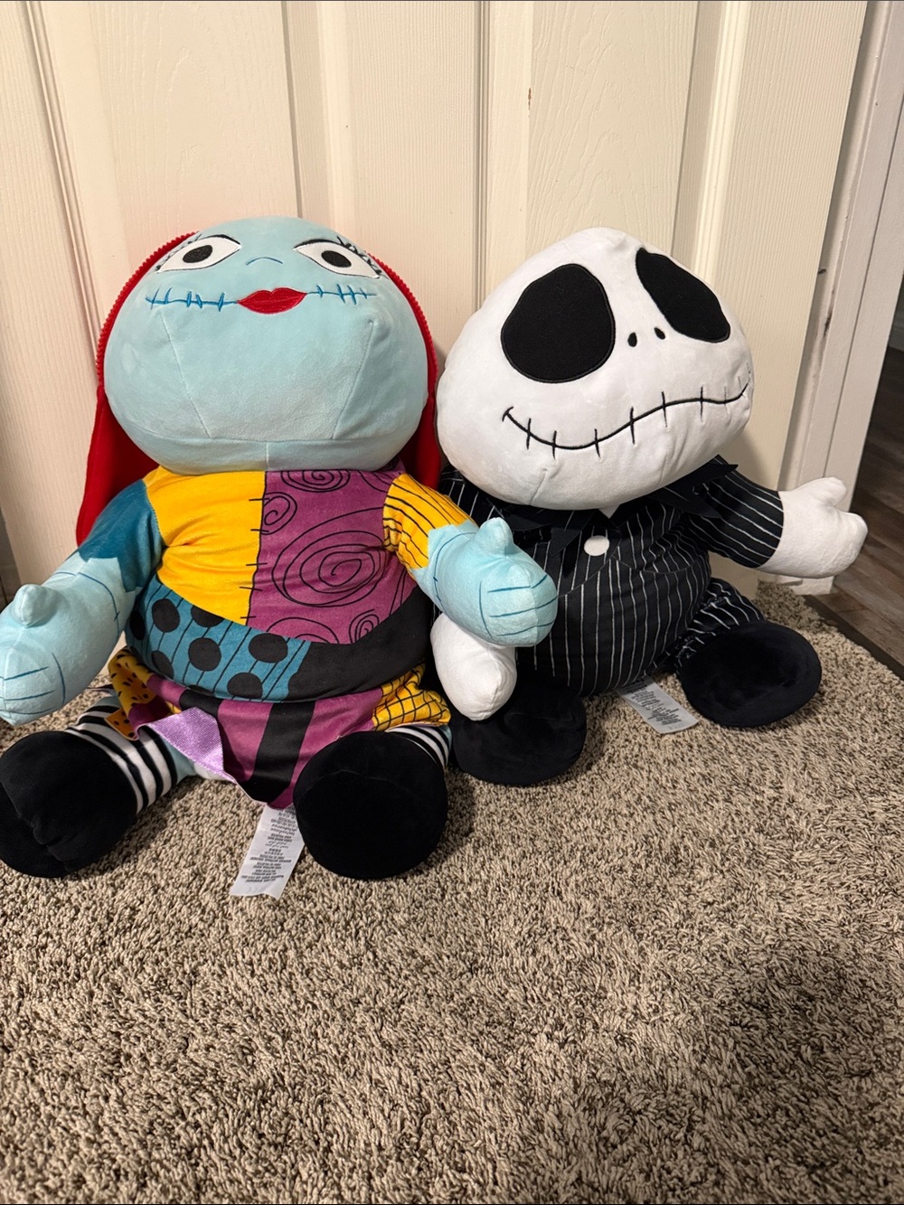 Disney Nightmare Before Christmas Plush Jack and Sally Set Stuffed Animal Pillow